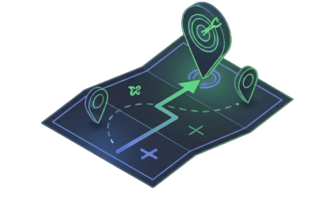 Illustration die eine Karte mit einem Zielpunkt zeigt